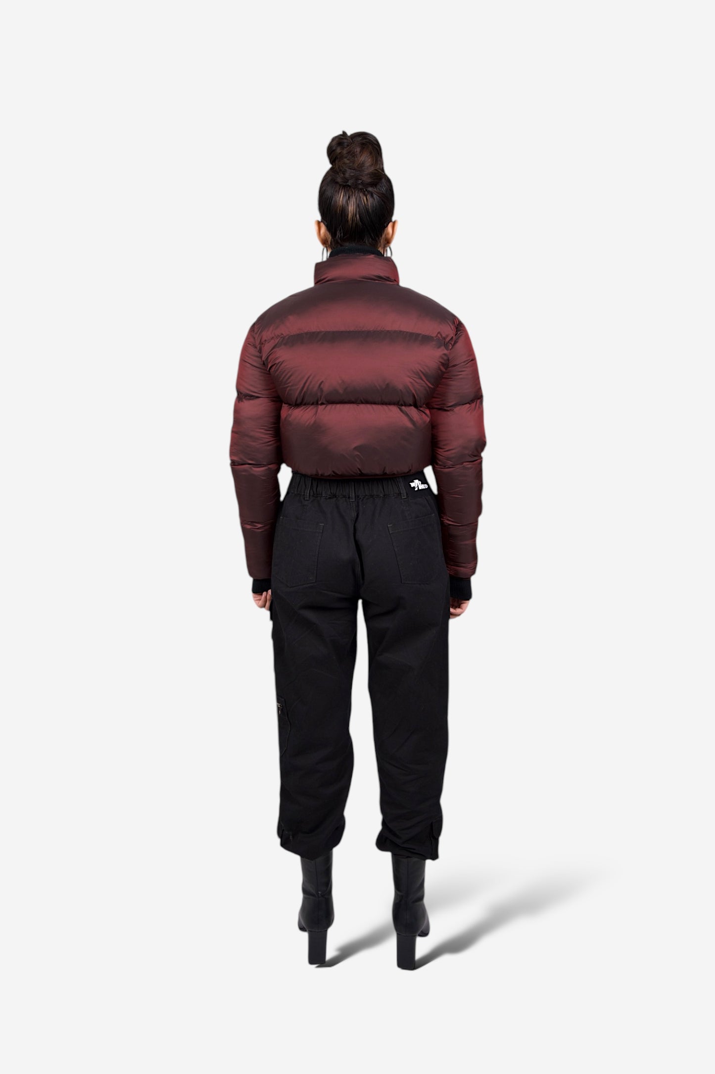 WineBloom Crop Puffer Jacket